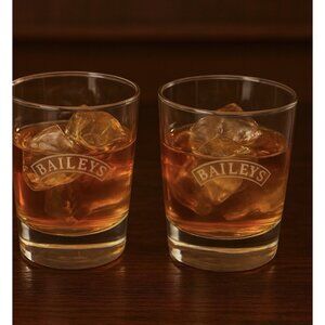 Bailey's Irish Cream Etched Logo Controlled Bubble Cocktail Glasses Set of 2